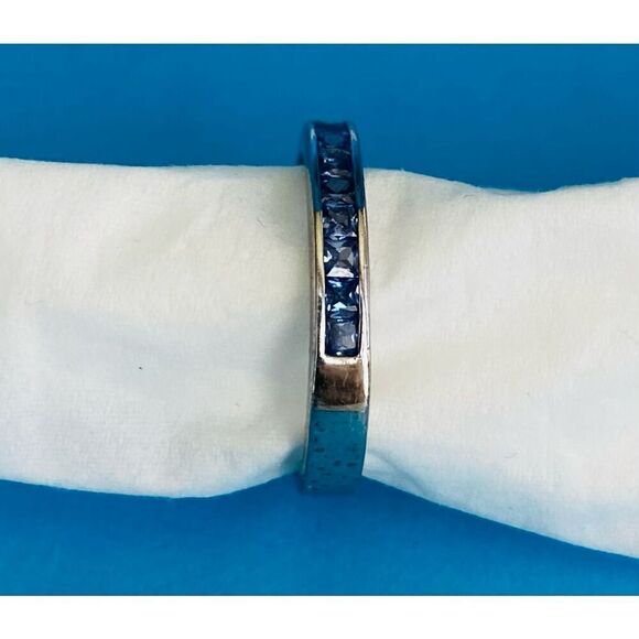 FD# Blue Cz & Sterling 925 Silver Ring Sz 8 - Picture 5 of 9